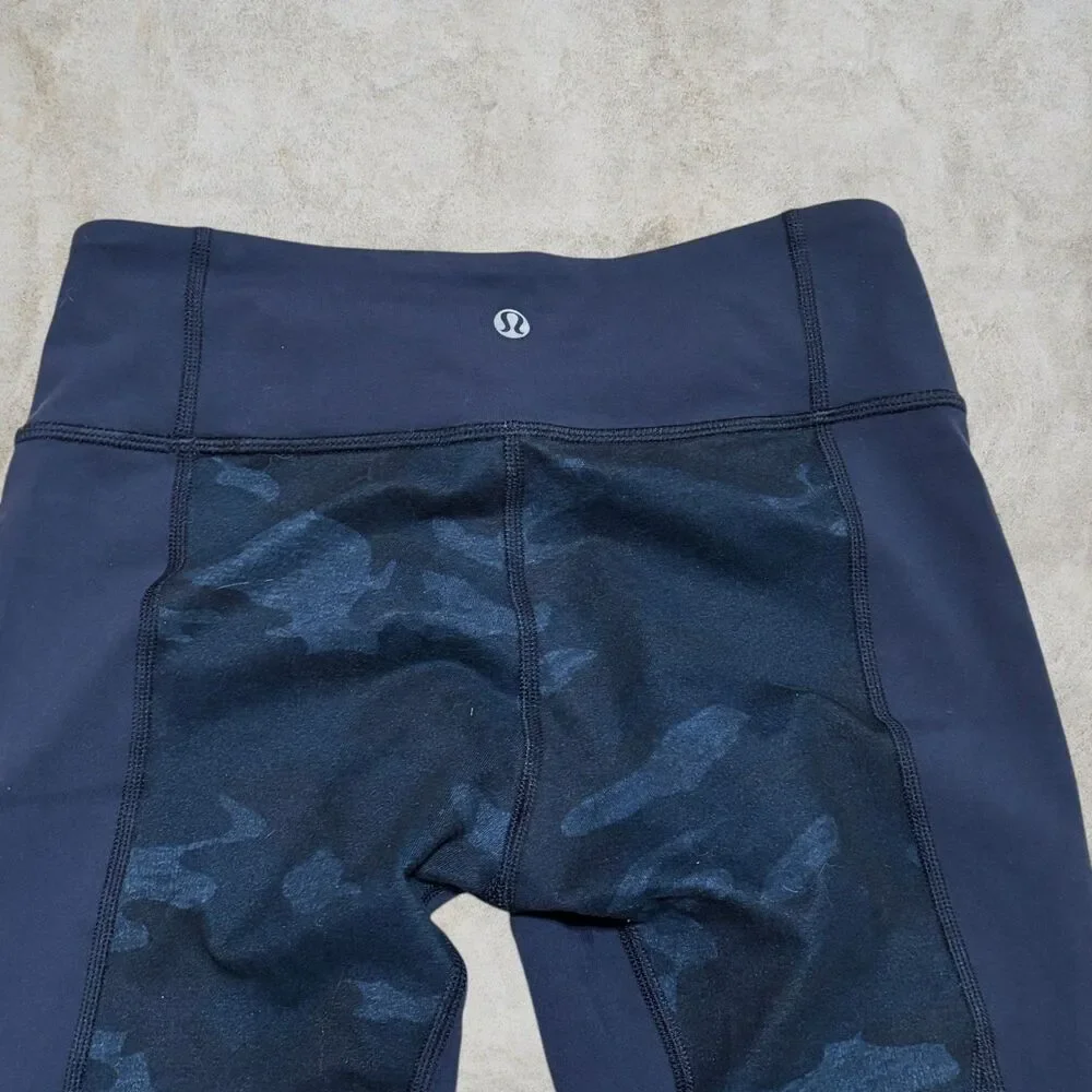 Lululemon Blue Women's Camo Leggings Wunder Under Crop Size 4